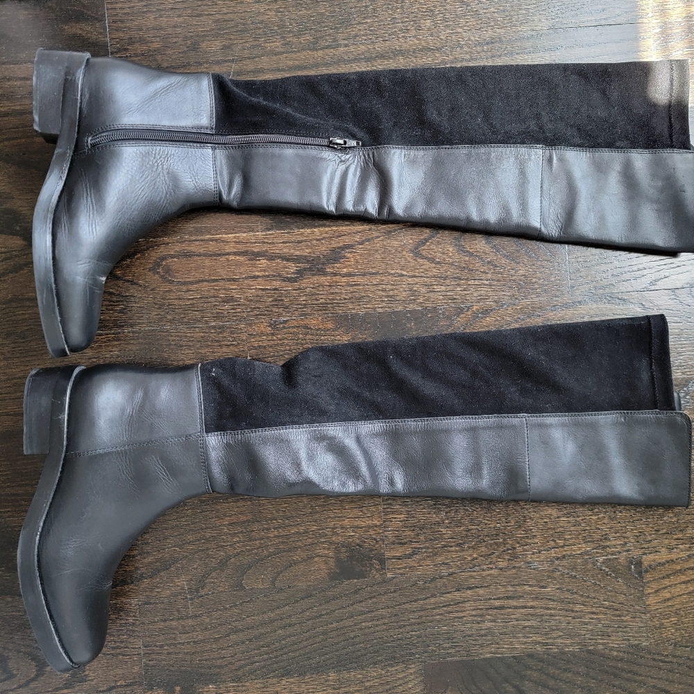 Women Leather Faux Suede OTK Boots